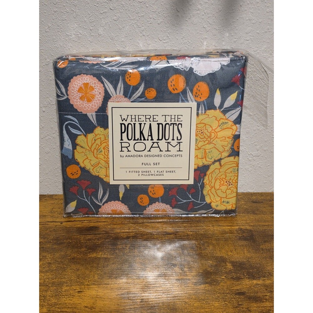 Where The Polka Dots Roam WTPDR Dark Floral Sheets Full Size Super Soft